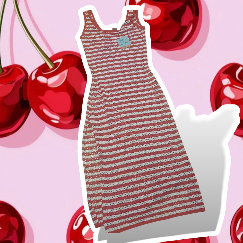 Shade & Shore Red and White Striped Swim Coverup